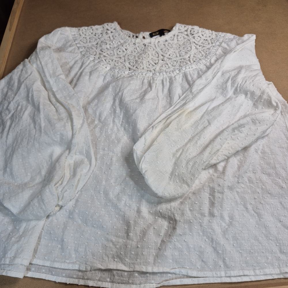 Maje White Textured Lace Blouse